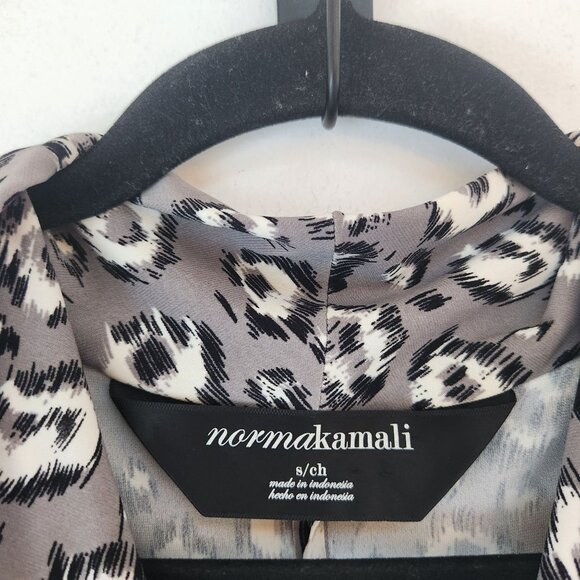 Norma Kamali Grey Leopard Print Faux Wrap Dress Cocktail Career Women's S - Picture 5 of 7
